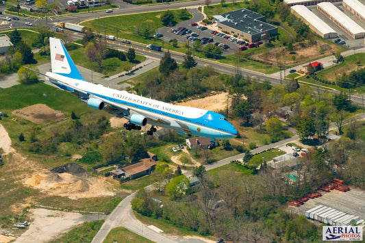 Aerial photo of Air Force One in flight